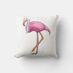 Flamingo als Bride met Veil Kussen