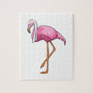 Flamingo als Bride met Veil Legpuzzel
