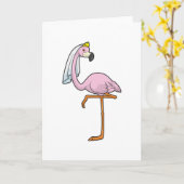 Flamingo als Bride op Weddenschap met Veil Kaart (Gele Bloem)