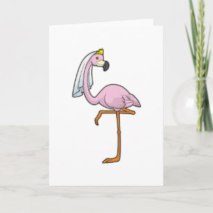 Flamingo als Bride op Weddenschap met Veil Kaart