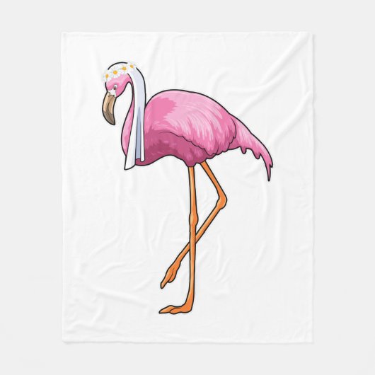 Flamingo als bruid met sluier fleece deken (Voorkant)