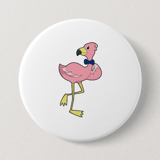 Flamingo als Gentleman met Stropdas Ronde Button 7,6 Cm (Voorkant)
