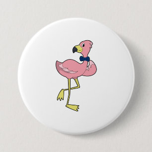 Flamingo als Gentleman met Stropdas Ronde Button 7,6 Cm