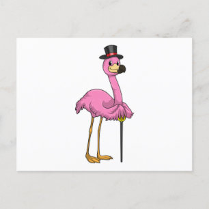 Flamingo als Gepensioneerde met Wandelstok Briefkaart