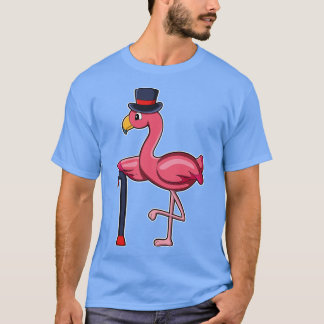 Flamingo als gepensioneerde met wandelstok Pet T-shirt