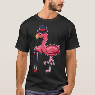 Flamingo als gepensioneerde met wandelstok Pet T-shirt