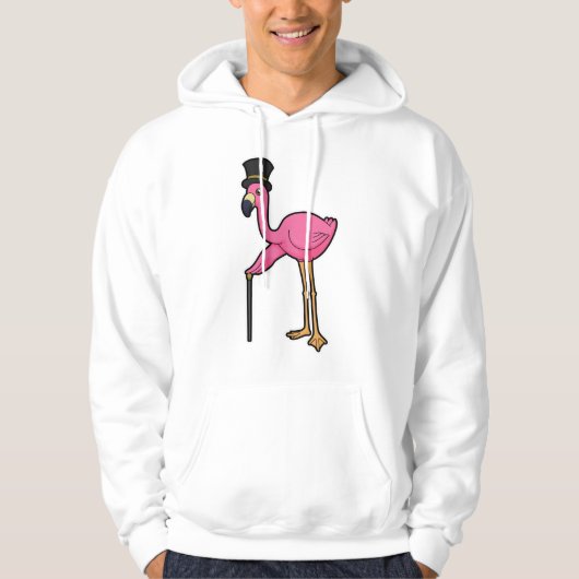 Flamingo als gom met Pet en stok Hoodie (Voorkant)