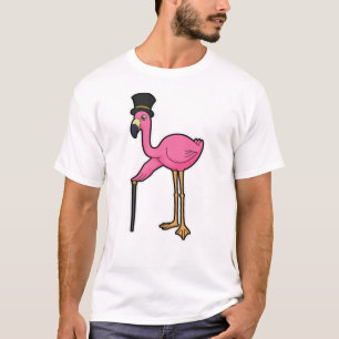 Flamingo als gom met Pet en stok T-shirt