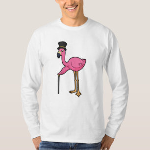Flamingo als gom met Pet en stok T-shirt