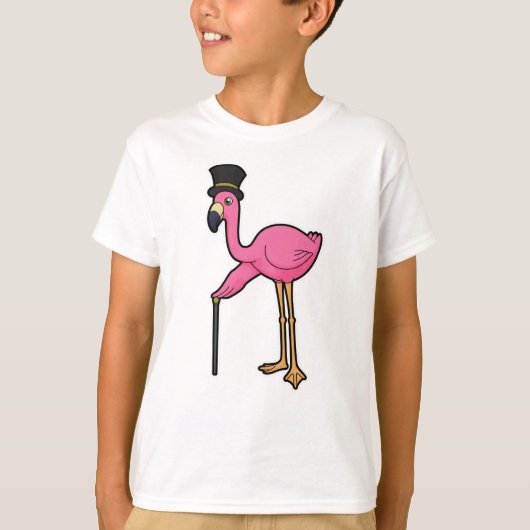 Flamingo als gom met Pet en stok T-shirt (Voorkant)