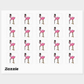 Flamingo als gom met Pet en stok Vierkante Sticker (Vel)