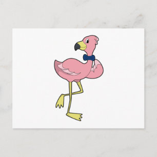 Flamingo als heer met stropdas briefkaart