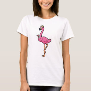 Flamingo als koning met kroon en personeel t-shirt