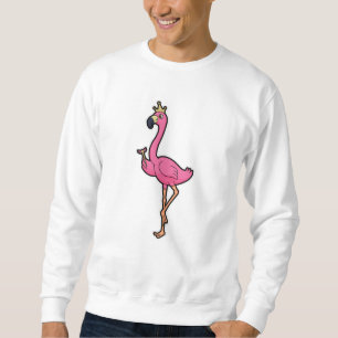 Flamingo als koning met kroon en personeel trui