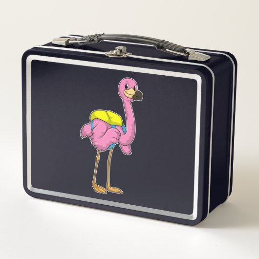 Flamingo als leerlingen met schooltas (Voorkant)