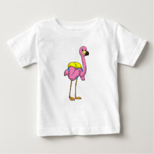 Flamingo als leerlingen met schooltas