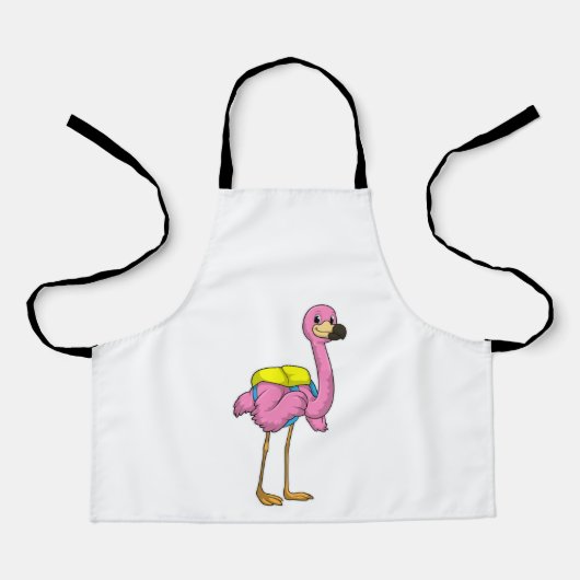 Flamingo als leerlingen met schooltas schort (Voorkant)