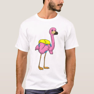 Flamingo als leerlingen met schooltas t-shirt