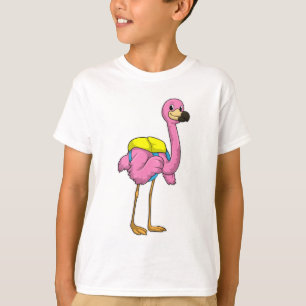 Flamingo als leerlingen met schooltas t-shirt