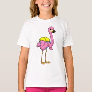 Flamingo als leerlingen met schooltas t-shirt