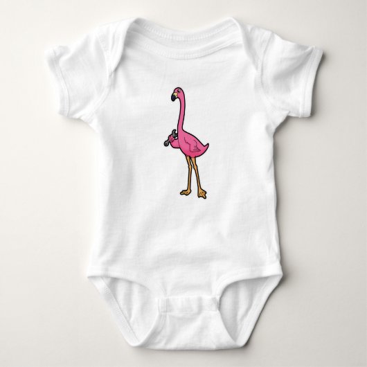 Flamingo als Mechanisch met moersleutel Romper (Voorkant)