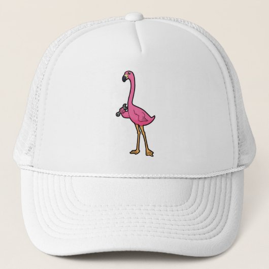 Flamingo als Mechanisch met moersleutel Trucker Pet (Voorkant)