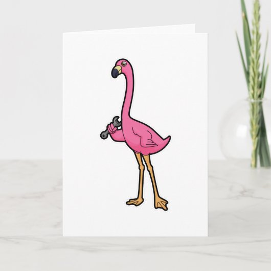 Flamingo als monteur met sleutel kaart (Voorkant)