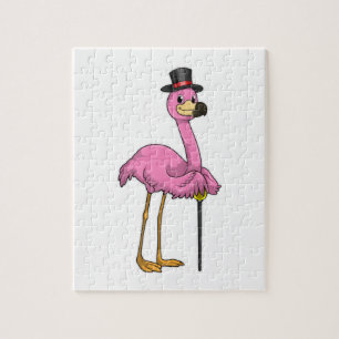 Flamingo als Pensioner met een wandelstok Legpuzzel