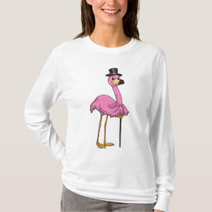 Flamingo als Pensioner met een wandelstok T-shirt