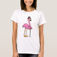 Flamingo als Pensioner met een wandelstok