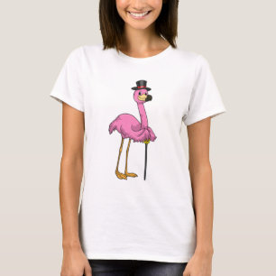 Flamingo als Pensioner met een wandelstok T-shirt