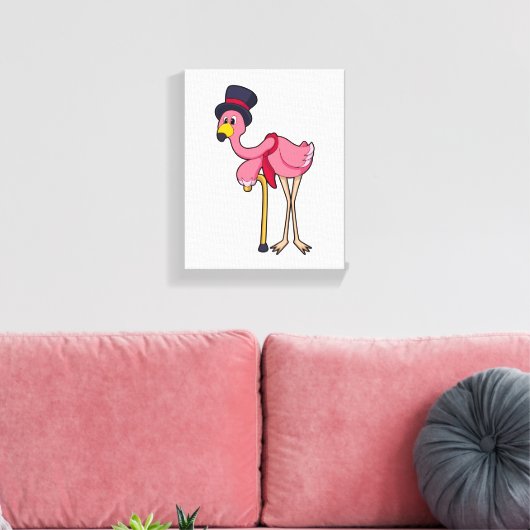 Flamingo als Pensioner met Pet Canvas Afdruk (Insitu (Woonkamer))