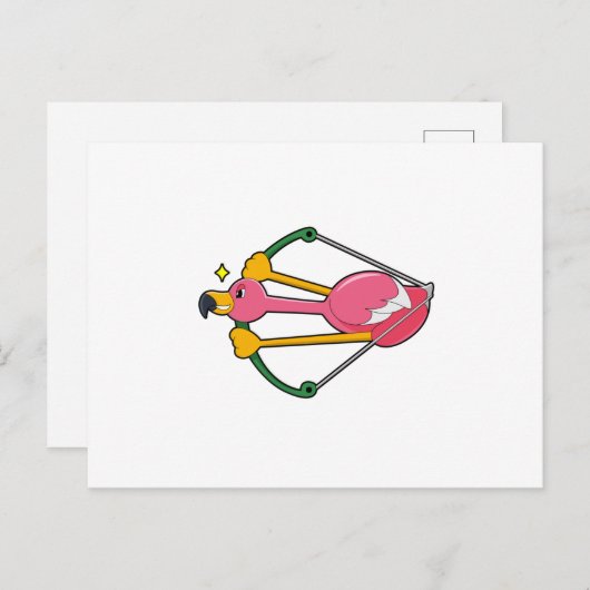 Flamingo als Pijl met Bow Briefkaart (Voorkant / Achterkant)