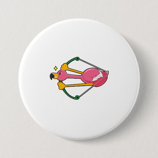 Flamingo als Pijl met Bow Ronde Button 7,6 Cm (Voorkant)