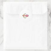Flamingo als Pijl met Bow Ronde Sticker (Tas)