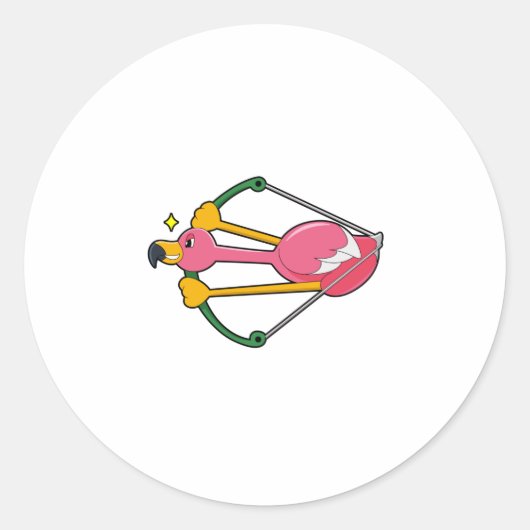 Flamingo als Pijl met Bow Ronde Sticker (Voorkant)