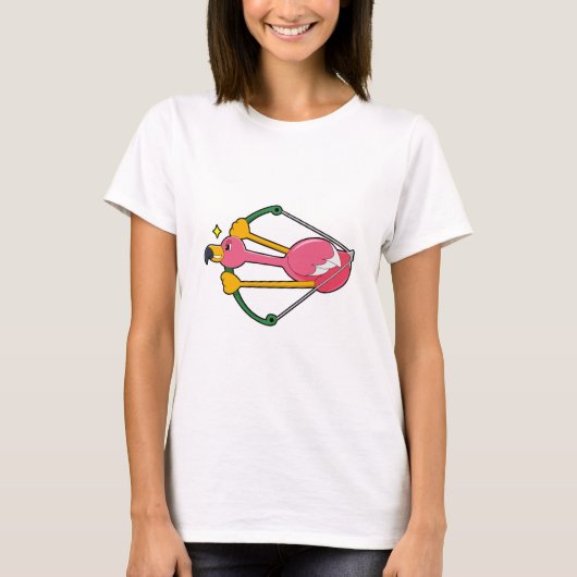 Flamingo als Pijl met Bow T-shirt (Voorkant)
