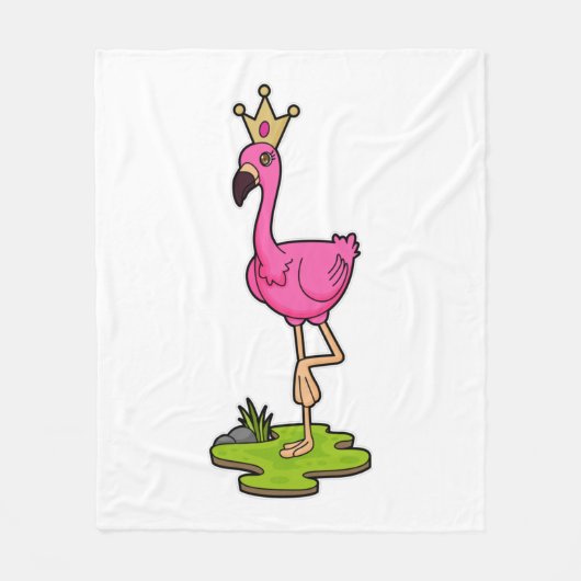Flamingo als prinses met Kroon Fleece Deken (Voorkant)