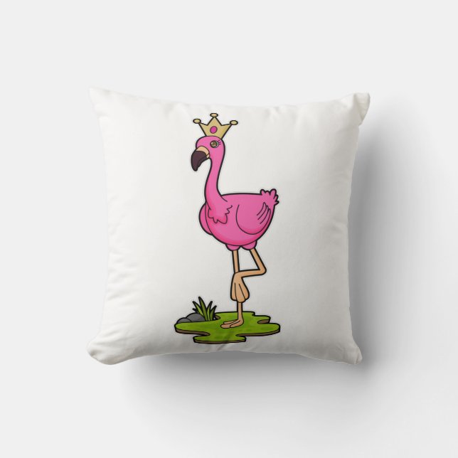 Flamingo als prinses met Kroon Kussen (Voorkant)