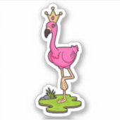Flamingo als prinses met Kroon Sticker (Voorkant)