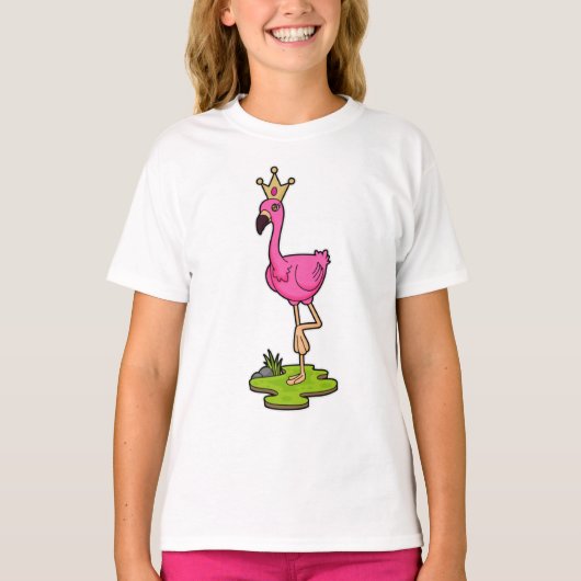 Flamingo als prinses met Kroon T-shirt (Voorkant)