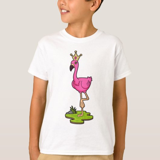 Flamingo als prinses met Kroon T-shirt (Voorkant)