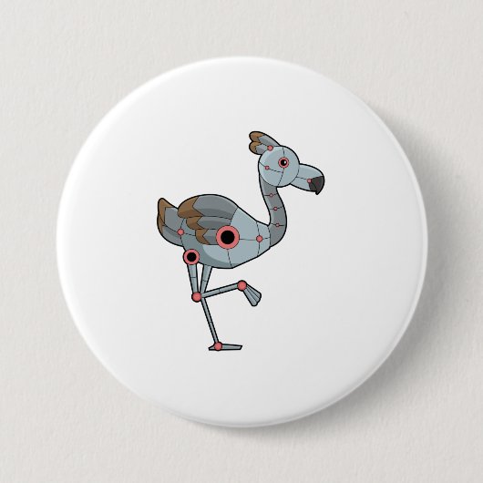 Flamingo als Robot Ronde Button 7,6 Cm (Voorkant)