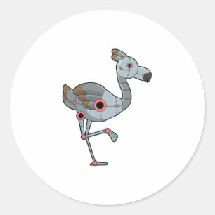 Flamingo als Robot Ronde Sticker