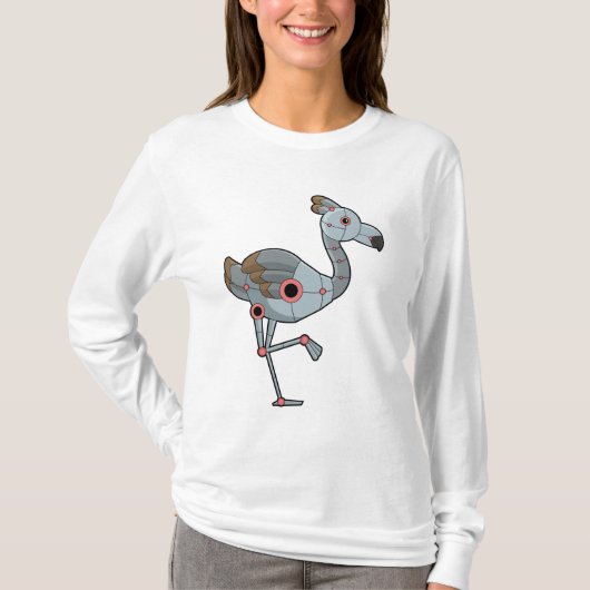 Flamingo als Robot T-shirt (Voorkant)
