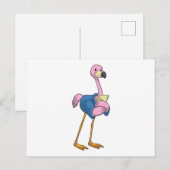 Flamingo als secretaresse met notitieblok briefkaart (Voorkant / Achterkant)