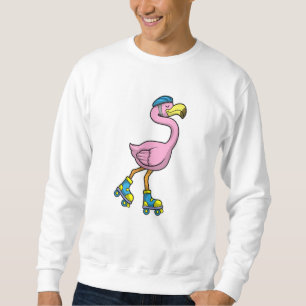 Flamingo als Skater met Schaatsen en helm Trui