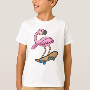 Flamingo als Skater met Skateboard T-shirt