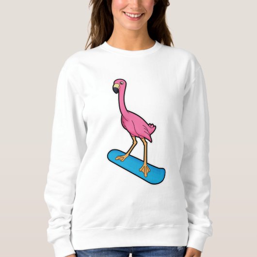 Flamingo als Snowboarder met Snowbaord Trui (Voorkant)