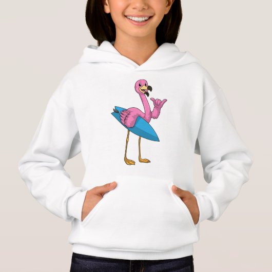 Flamingo als Surfer met Surfboard (Voorkant)